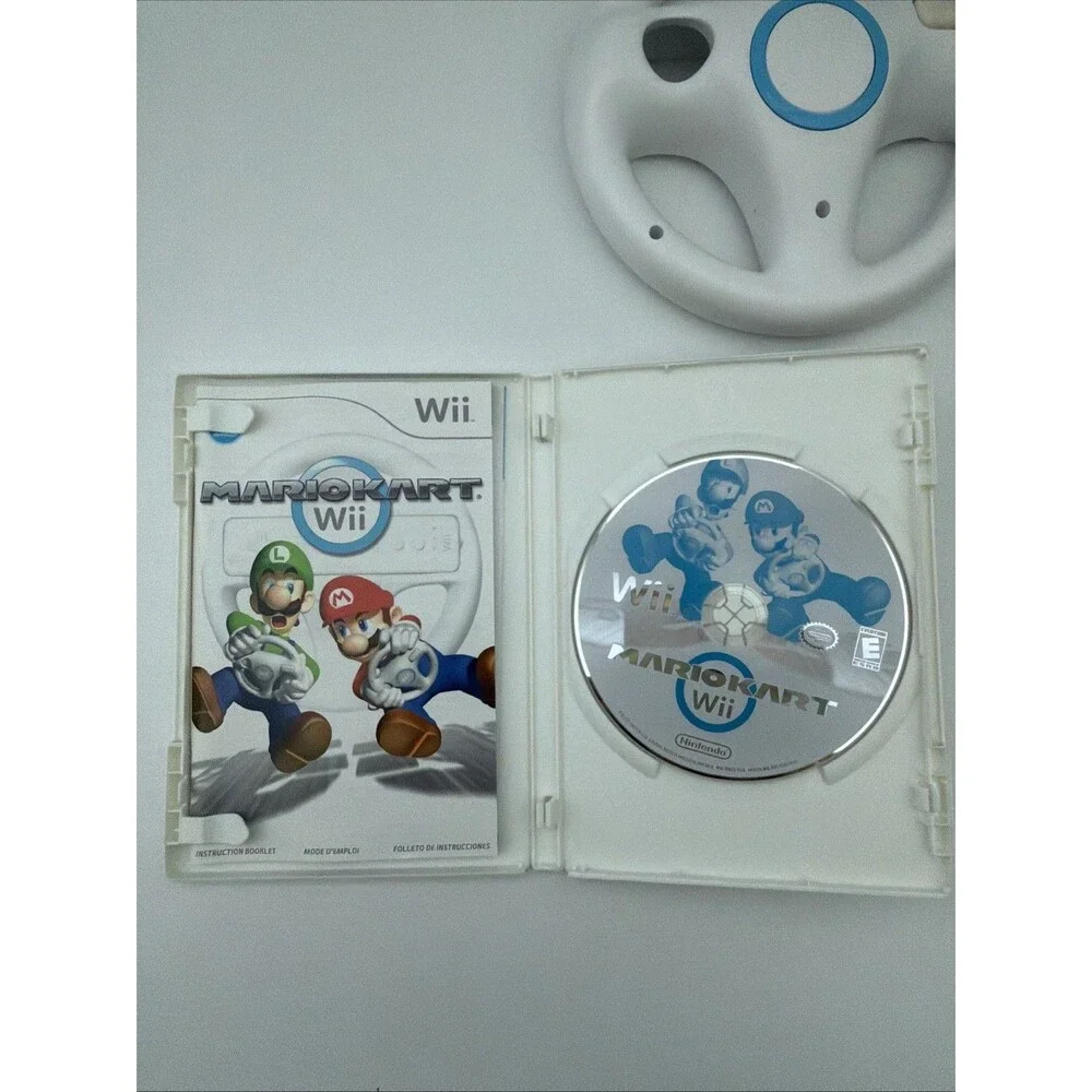 Mario Kart Wii Complete (Nintendo Wii 2008) Bundle With 1 Steering Wheel OEM